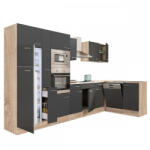 Leziter Yorki 370 sarok konyhabútor sonoma tölgy korpusz, selyemfényű antracit fronttal (LS370STAN) - homelux