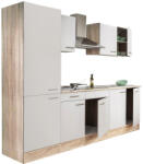 Leziter Yorki 270 konyhabútor sonoma tölgy korpusz, selyemfényű fehér fronttal polcos szekrénnyel (L270STFH-PSZ) - homelux
