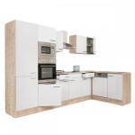 Leziter Yorki 340 sarok konyhabútor sonoma tölgy korpusz, selyemfényű fehér fronttal polcos szekrénnyel (LS340STFH-PSZ) - homelux