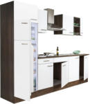 Leziter Yorki 270 konyhabútor yorki tölgy korpusz, selyemfényű fehér fronttal felülfagyasztós hűtős szekrénnyel (L270YFH-FF) - homelux