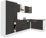 Leziter Yorki 310 sarok konyhabútor fehér korpusz, selyemfényű antracit fronttal polcos szekrénnyel (LS310FHAN-PSZ) - homelux