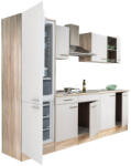Leziter Yorki 270 konyhabútor sonoma tölgy korpusz, selyemfényű fehér fronttal alulfagyasztós hűtős szekrénnyel (L270STFH-AF) - homelux