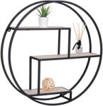 House Nordic Rotterdam Kerek polc, natúr fa polcokkal, fekete keret 62x14 cm (4291040) - homelux