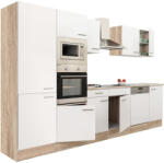 Leziter Yorki 340 konyhabútor sonoma tölgy korpusz, selyemfényű fehér fronttal polcos szekrénnyel (L340STFH-PSZ) - homelux