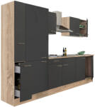 Leziter Yorki 300 konyhabútor sonoma tölgy korpusz, selyemfényű antracit fronttal polcos szekrénnyel (L300STAN-PSZ) - homelux