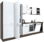 Leziter Yorki 340 konyhabútor yorki tölgy korpusz, selyemfényű fehér front alsó sütős elemmel polcos szekrénnyel és alulfagyasztós hűtős szekrénnyel (L340YFH-SUT-PSZ-AF) - homelux