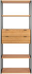 House Nordic Minato könyvespolc, kőris furnér, fekete acél váz, 2 fiók 84, 5x35x200 cm (3001300) - homelux