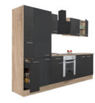 Leziter Yorki 300 konyhabútor sonoma tölgy korpusz, selyemfényű antracit front alsó sütős elemmel polcos szekrénnyel (L300STAN-SUT-PSZ) - homelux