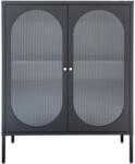 House Nordic Adelaide vitrin, fekete, 2 hullámos üvegajtó 90x35x110 cm (3001205) - homelux