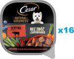 Cesar Natural Goodness Mancare caine, cu vita, fasole verde, morcovi si fructe de padure 16x100 g