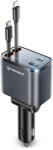 Techsuit - Prémium Autós Töltő LuxVolt (C1) - Visszahúzható USB-C és Lightning Kábelekkel, USB, USB-C, 120W, 180 Fokos Forgathatóság - Szürke