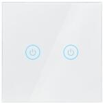 LogiLink Intrerupator inteligent LogiLink SH0125, Wi-Fi, 2 butoane, touch control, indicator LED, compatibil TUYA Amazon Alexa/Google Home, sticla, Alb (SH0125)