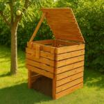 Tonap Compostor lemn masiv 600L cu capac și trapa, protecție natur (2K101) Compostator