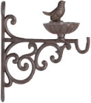 Esschert Design Öntöttvas fali virágtartó konzol madáretetővel, 19 cm