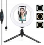 Puluz Gyűrűs lámpa Led állvány Puluz 20cm telefontartóval PKT3073B (PKT3073B)