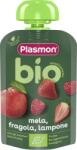 Plasmon БИО Плодова закуска Ябълка и ягода 6м+ 100г - topcho-online