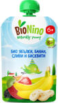 BioNino БИО плодова закуска с ябълки, банан, сливи и бисквити 6м+ 90 г