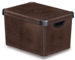 Keter Tárolódoboz, tetővel, 22 l, bőrhatású, CURVER " Deco L (188164) - bestoffice