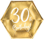  30. születésnapi tányérok, arany, 20 cm (1 pkt / 6 db. ) (TPP73-30-019M)