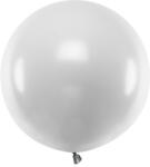  Kerek léggömb 60 cm, metál ezüst hó (OLBOM-018)