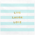 Szalvéták Yummy - Live Laugh Love, világoskék, 33x33cm (1 db / 20 db. ) (SP33-66-011)