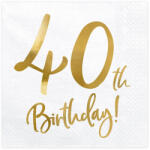  Szalvéta 40. születésnapra, fehér, 33x33 cm (1 db / 20 db) (SP33-77-40-008)