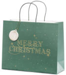  Ajándéktáska Merry Christmas, üveg zöld, 32, 5x26, 5x11, 5 cm (TNP19-012B)