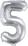  5'' számú fóliás léggömb, 35 cm, ezüst (FB10M-5-018)