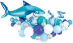  Léggömbfüzér - Cápa, kék, 150x95cm (GBN10)