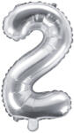  2'' számú fóliás léggömb, 35cm, ezüst (FB10M-2-018)