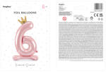  Álló fólia lufi ''6'' számú, 84 cm, világos rózsaszín (FB126M-6-081J)