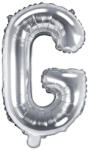  Fólia léggömb betű ''G'', 35cm, ezüst (FB2M-G-018)