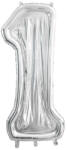  1-es számkeret latex léggömbökhöz, 126 cm, ezüst (FBL1M-1-018)