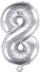  8'' számú fóliás léggömb, 35 cm, ezüst (FB10M-8-018)