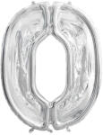  0-s számkeret latex léggömbökhöz, 126 cm, ezüst (FBL1M-0-018)