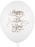  Lufi 30 cm, Boldog születésnapot, pasztell tiszta fehér (1 db / 50 db) (SB14P-305-008)