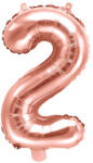  2'' számú fólia lufi, 35 cm, rózsaszín arany (FB10M-2-019R)