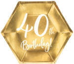  40. születésnapi tányérok, arany, 20 cm (1 pkt / 6 db. ) (TPP73-40-019M)