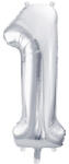  1'' számú fóliás léggömb, 86 cm, ezüst (FB1M-1-018)