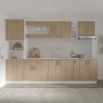 haaus Set Bucatarie Karo V26, Lemn Natural/Alb, Blat Thermo 28 mm, L 300 cm (919061)