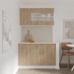haaus Set Bucatarie Karo V3, Lemn Natural/Alb, Blat Thermo 28 mm, L 120 cm (918835)