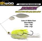 Biwaa Spinnerbait Dogon 1/2Oz 14g 01 White Chart-Silver Blades (B001555)