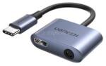UGREEN CM231 audió adapter és töltőkábel elosztó, 10cm, VILÁGOSSZÜRKE (UGREEN_CM231) (UGREEN_CM231)
