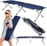 Springos Pat pliant pentru camping, structura metalica, 190x74x42cm, 150kg, albastru marin (CS0089)