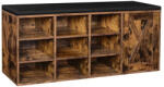 VASAGLE Cipőtároló pad 9 rekesszel és szekrénnyel, rusztikus barna 110x30x48cm (LHS058X01)