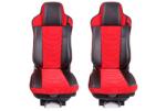  VOLVO FH3 2002-2013 euro 5-ös modellel kompatibilis teherautó üléshuzat-garnitúra, bársonnyal ellátott öko bőr, fekete és piros
