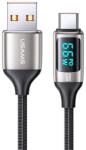 USAMS Cablu de date USAMS U78 (USB - Type-C, 65W, încărcător rapid PD, 120cm, șiret, afișaj LED) NEGRU/REW SJ544_F (SJ544USB02)