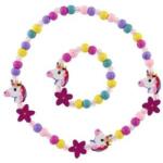 Teddies Colier si bratara cu margele unicorn lemn/plastic 20cm (TD00861636)