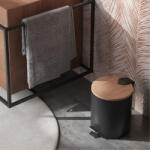 SAPHO KENTA pedálos szemetes 5 literes Soft Close, matt fekete/bambusz 1409 (1409)