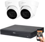 DAHUA 2 dome kamerás 8MP 4K kamera rendszer szett 30 méter éjjellátással (HAC-DOME-30M-8MP-2)